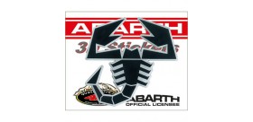 ADESIVO ABARTH 3D STICKERS SCORPIONE NERO BORDO ARGENTO 65MM