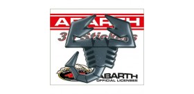 ADESIVO ABARTH 3D STICKERS SCORPIONE ARGENTO BORDO NERO 65MM