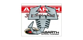 ADESIVO ABARTH 3D STICKERS SCORPIONE ARGENTO SATINATO BORDO NERO 65MM
